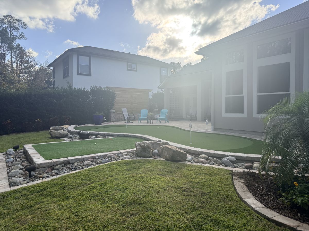 Paver pool deck and landscaped backyard, St. Augustine FL