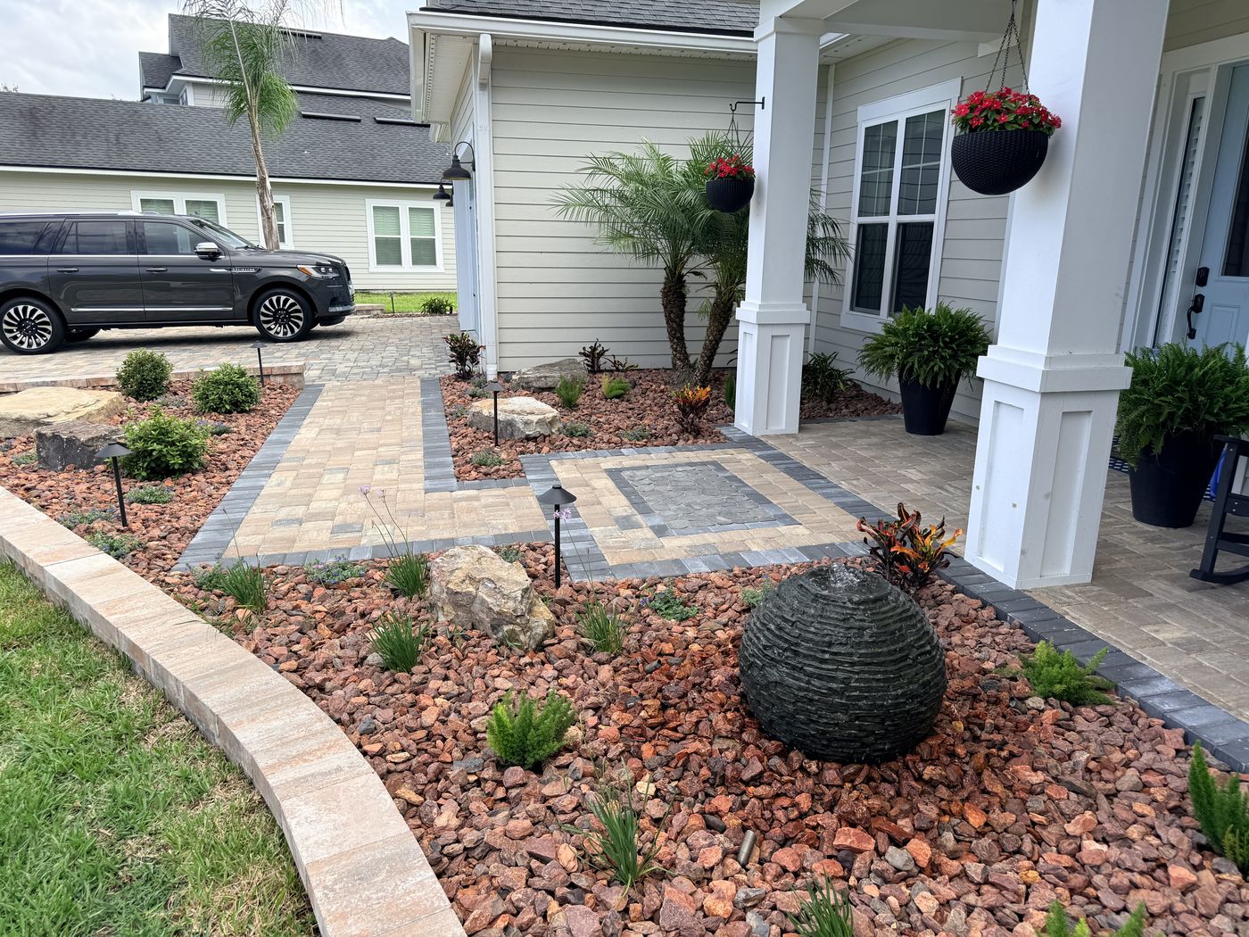 Paver walkway and front entry hardscaping, Jacksonville FL